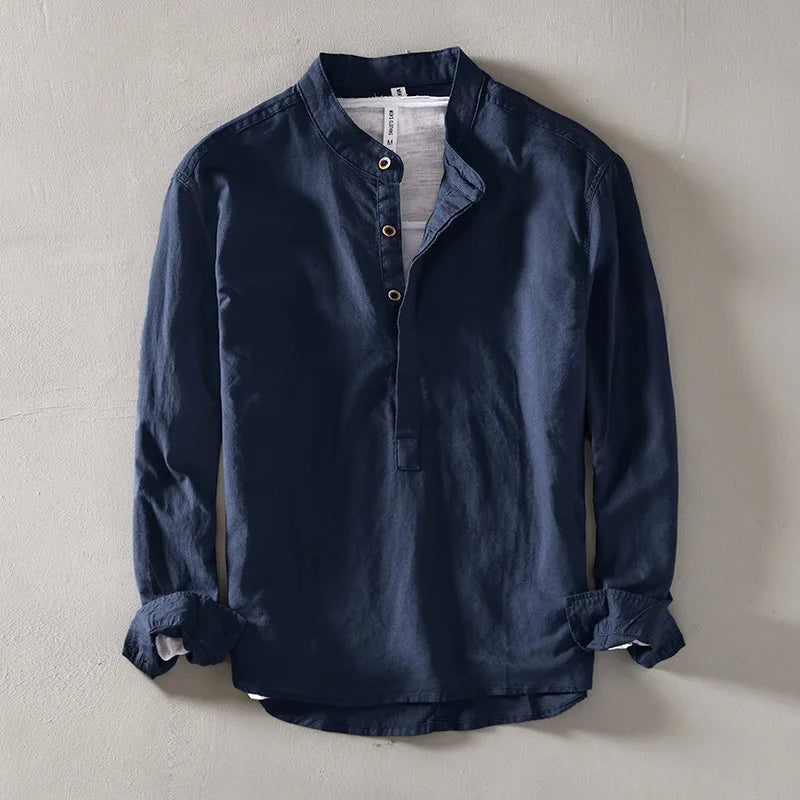 Men's relaxed fit long sleeve casual shirt. Ideal for comfortable everyday wear & versatile spring/summer fashion.