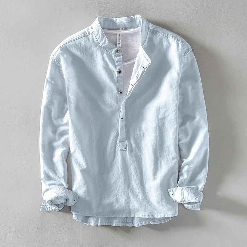 Comfortable men's long sleeve top with a relaxed fit for casual everyday wear. Great for spring/summer style.