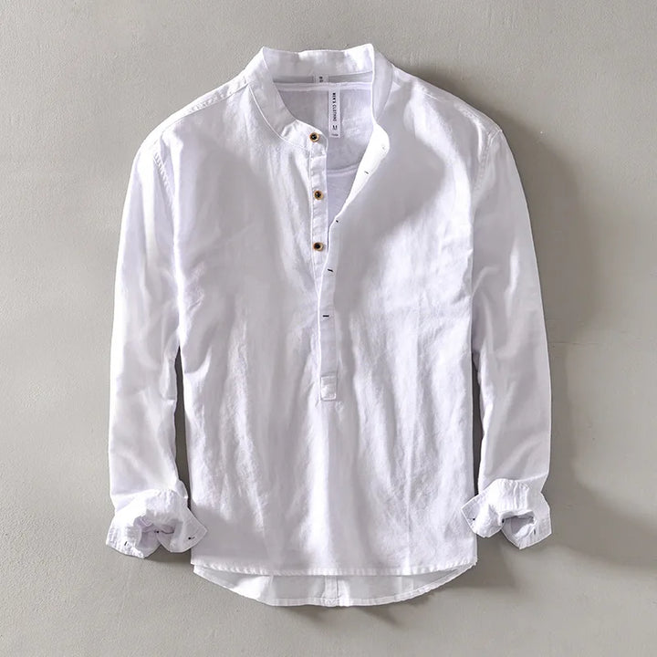 Men's fashionable relaxed fit long sleeve button-up shirt. A comfortable & versatile top for casual summer fashion.