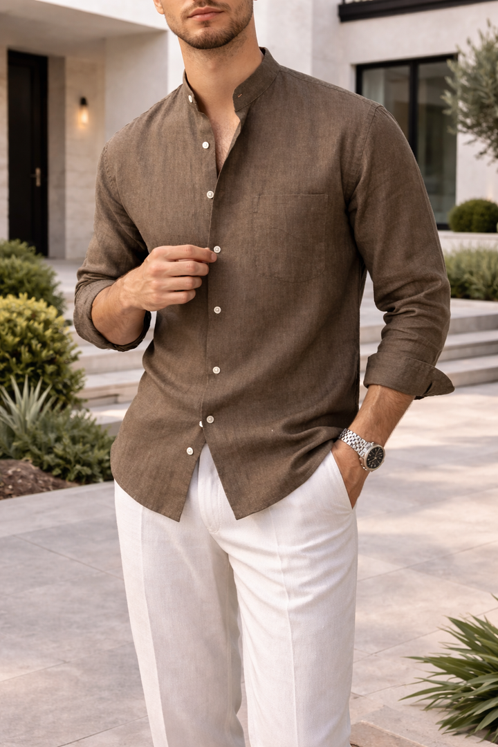 Versatile men's long sleeve polo shirt with a relaxed fit, ideal for comfortable everyday & smart casual styling.