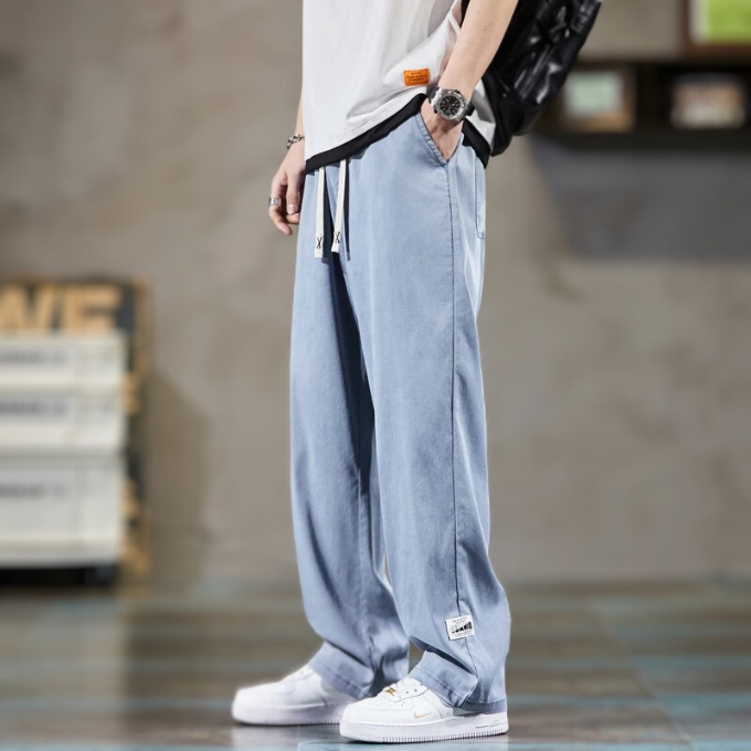 Versatile men's straight-leg lounge pants for athleisure or travel, offering comfort & everyday style.