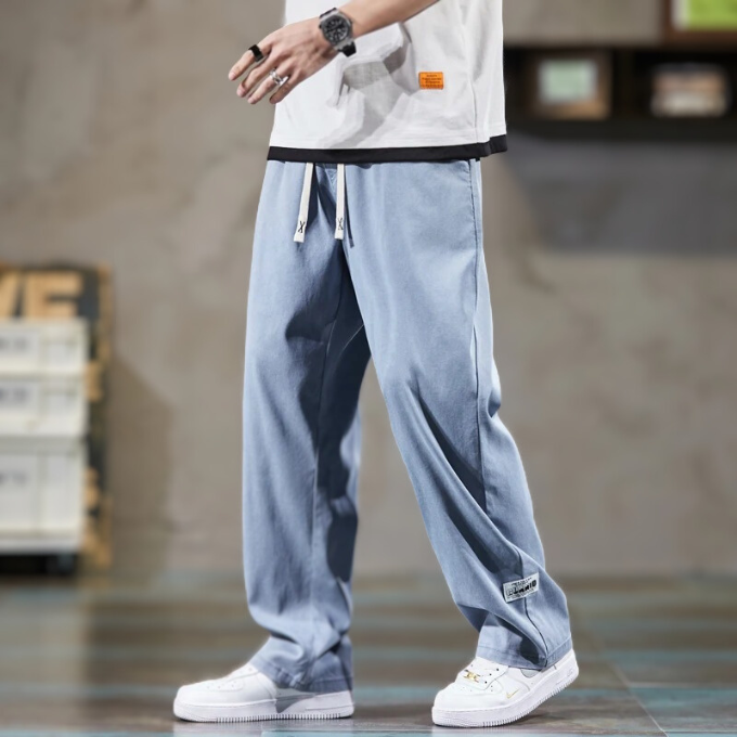 Men's drawstring lounge pants, relaxed fit, ideal for casual wear, comfort, and versatile everyday style.