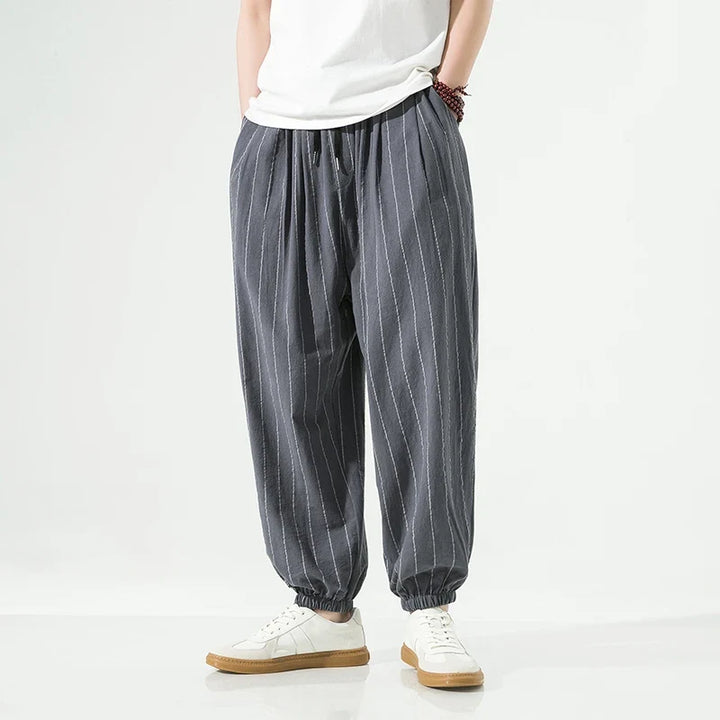 Casual men's relaxed fit joggers, soft and comfortable, featuring elastic cuffs for athleisure style.