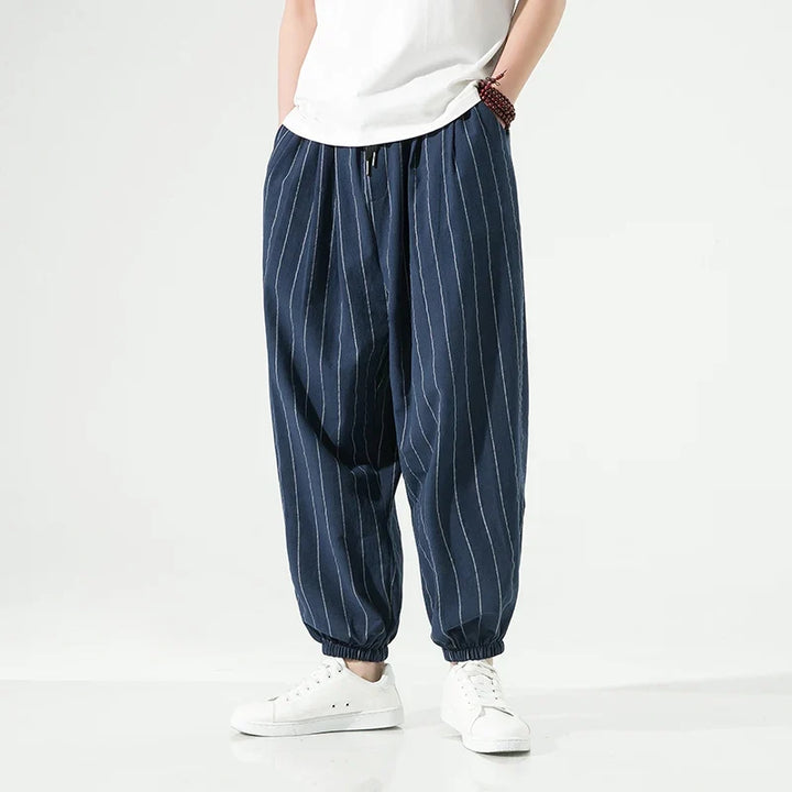 Comfortable men's relaxed fit sweatpants with elastic cuffs, perfect for lounging & casual style.