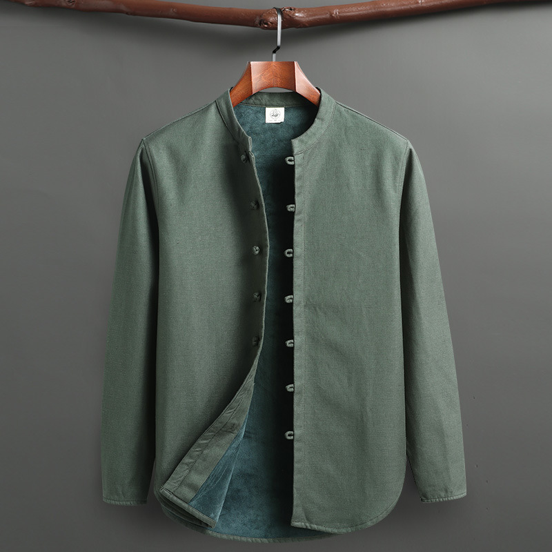 Men's ultimate comfort fashion set, a two-piece relaxed fit with mandarin collar.