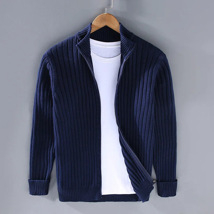 Versatile men's relaxed fit open front jacket. Stylish casual outerwear, perfect for comfortable long sleeve layering.