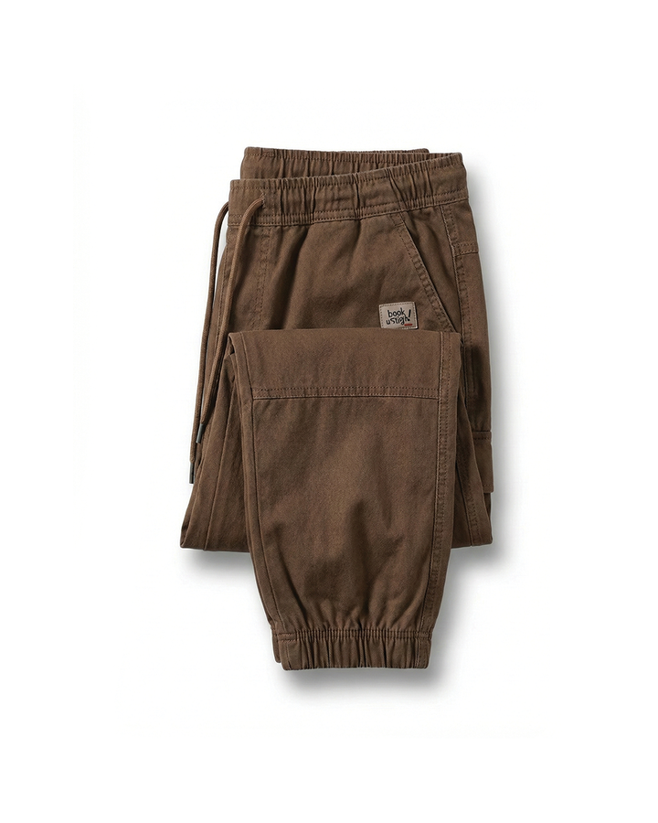 Men's relaxed fit polyester joggers, featuring a comfortable tapered leg & drawstring waist for casual wear.
