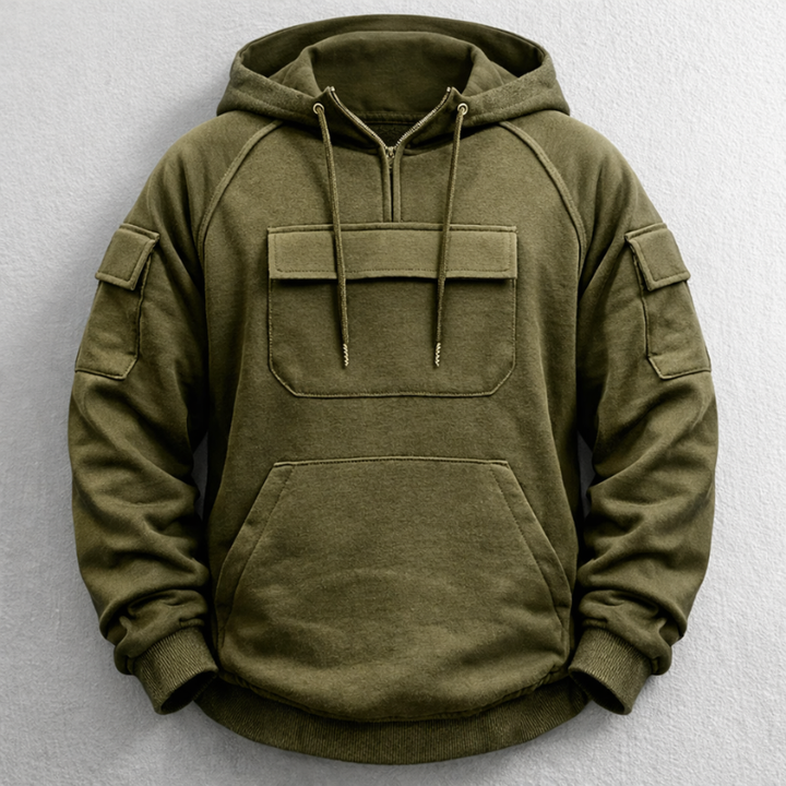 Cozy men's everyday pullover hoodie, comfortable relaxed fit for fall fashion, winter wear, and casual layering.