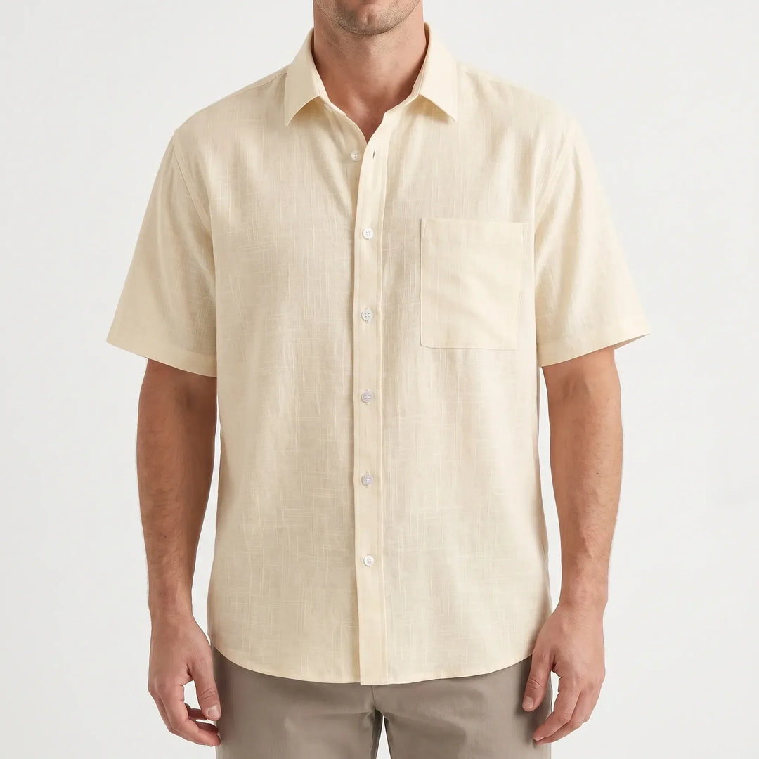 Lightweight & breathable men's short sleeve button down shirt, perfect for summer vacation.