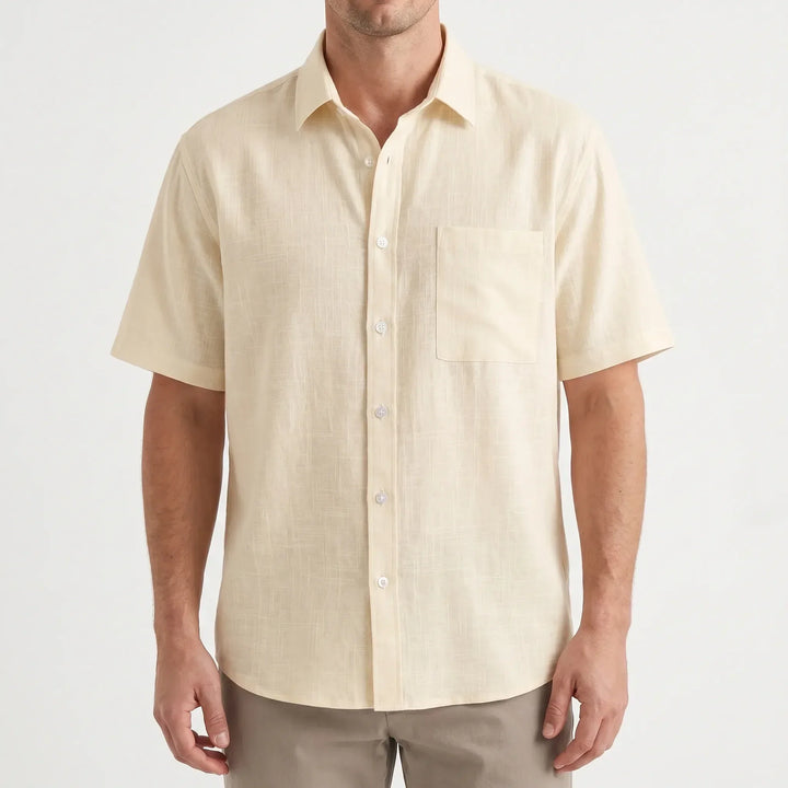 Lightweight & breathable men's short sleeve button down shirt, perfect for summer vacation.