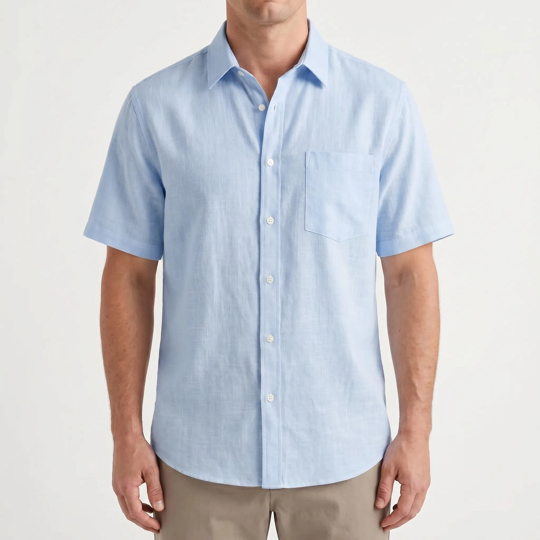 Versatile men's short sleeve button down for stylish casual looks or vacation wear.