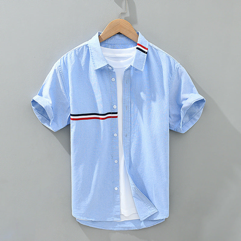 Men's relaxed fit short sleeve summer casual shirt, ideal for comfortable everyday wear and warm weather.