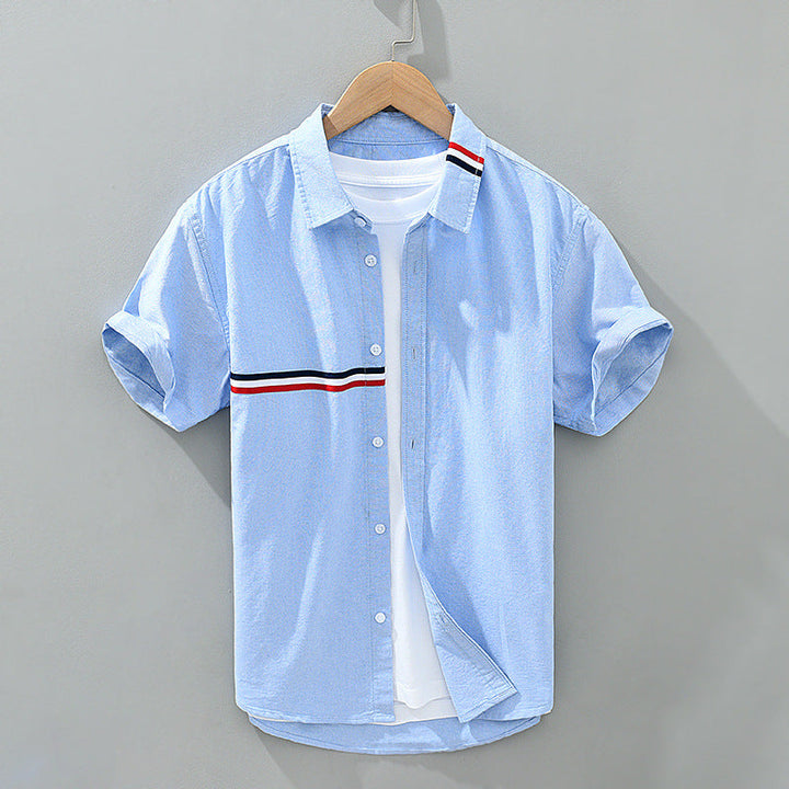 Men's relaxed fit short sleeve summer casual shirt, ideal for comfortable everyday wear and warm weather.