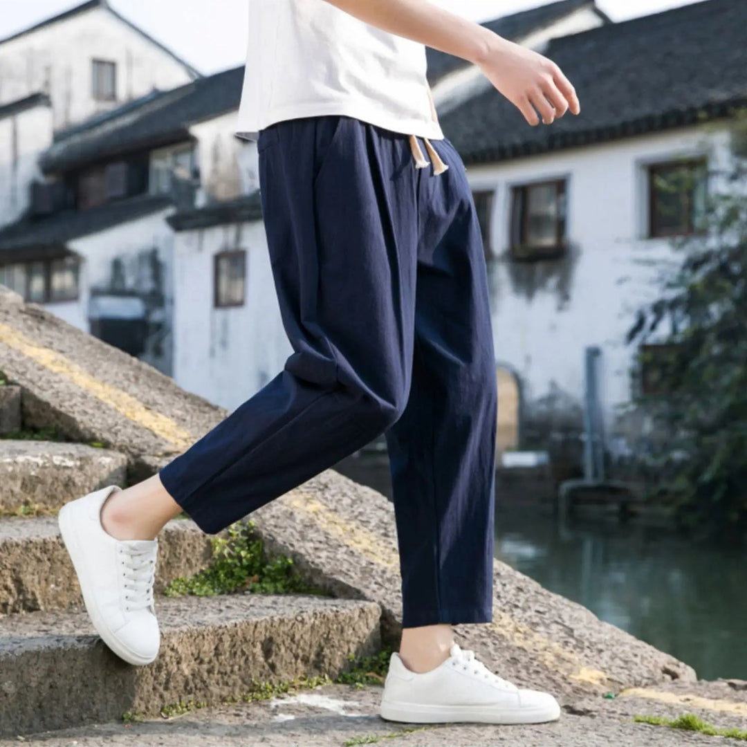 Comfortable & breathable men's summer pants, relaxed fit for all-day wear.