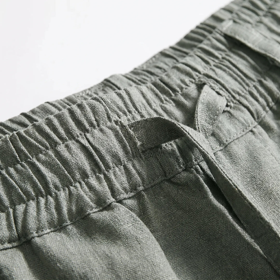 Men's drawstring summer pants. Straight leg, relaxed fit, ideal for warm weather comfort.