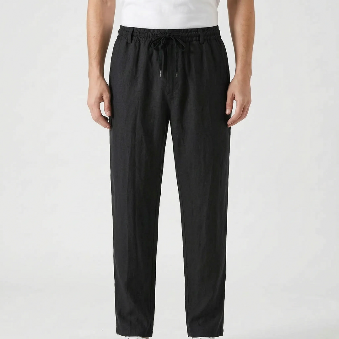 Comfortable men's relaxed fit summer pants with drawstring waist. Perfect for warm weather.