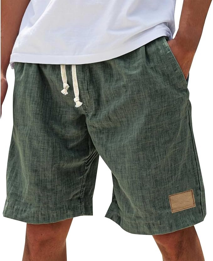 Men's relaxed fit summer shorts with adjustable drawstring & elastic comfort waist.