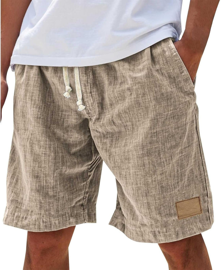 Casual men's summer shorts with drawstring & elastic waist, perfect for beach & vacation.