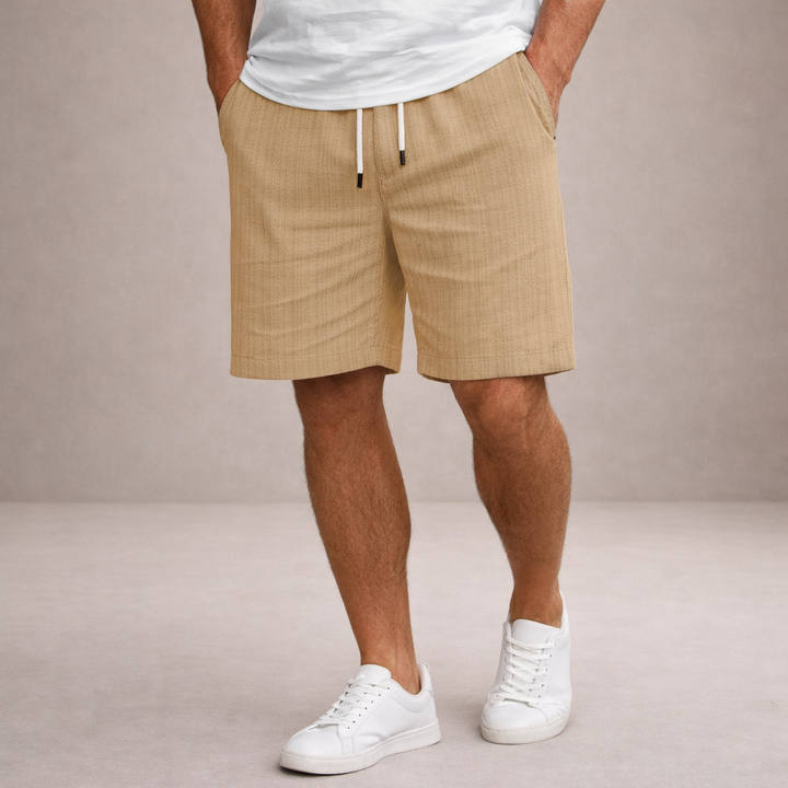 Men's versatile summer shorts, relaxed fit with drawstring waist, knee-length for comfortable casual wear.