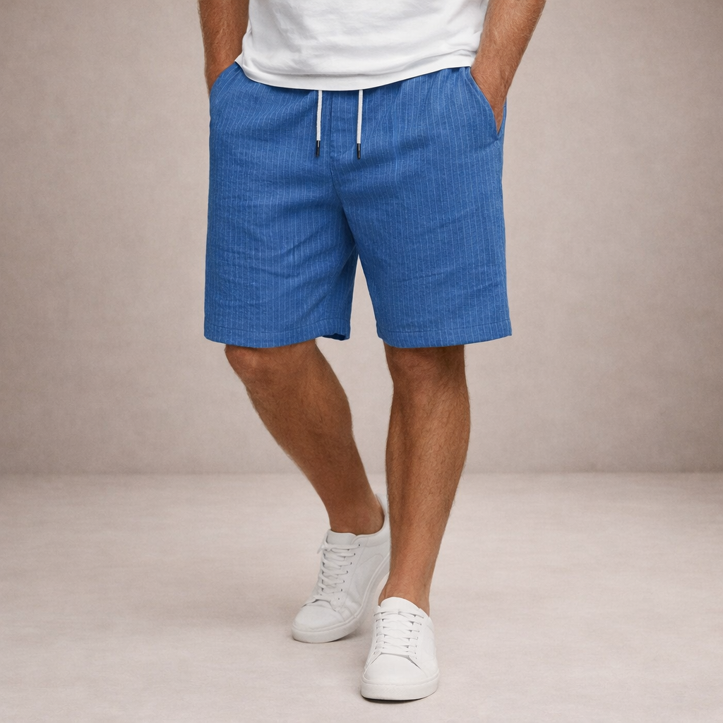 Versatile men's casual shorts, relaxed fit drawstring design, great for summer fashion & warm weather.