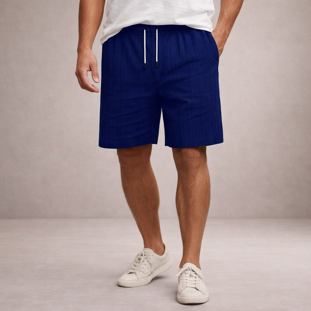 Comfortable men's summer shorts, knee-length with drawstring, relaxed fit for everyday casual wear.