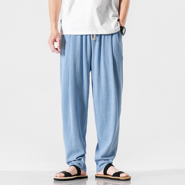 Relaxed fit men's summer pants, perfect for comfortable warm weather style.