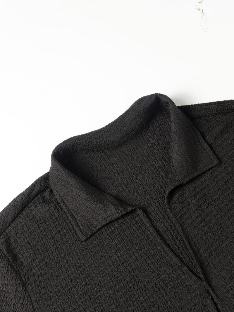 Man wearing a comfortable, relaxed fit men's textured cotton blend lounge set, ideal for casual & athleisure.