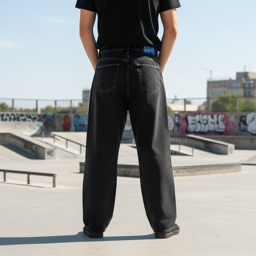Men's relaxed fit urban denim jeans in a classic blue wash, ideal for casual wear