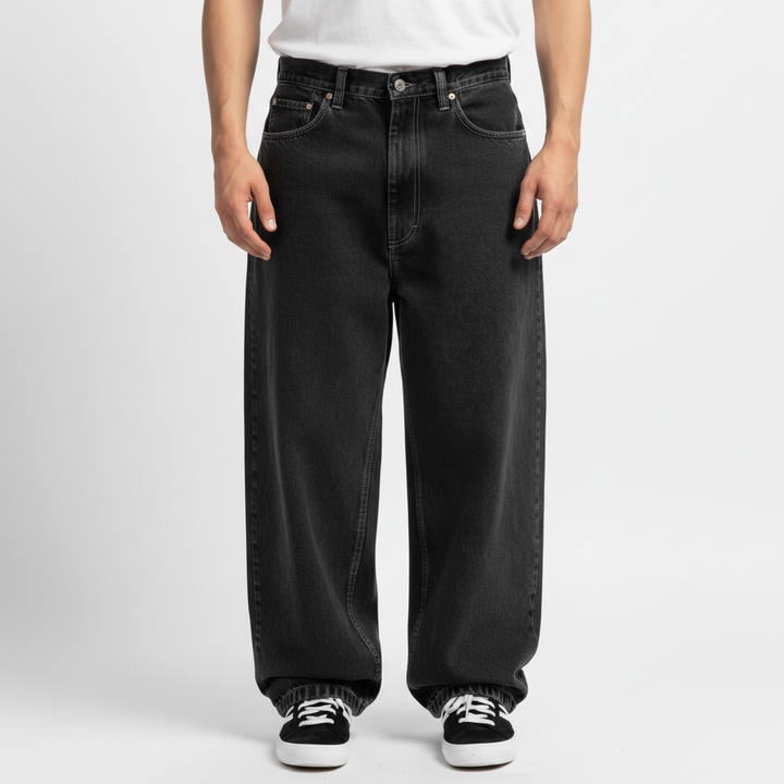 Samuel men's urban style loose fit jeans, light blue denim, showcasing a modern relaxed look