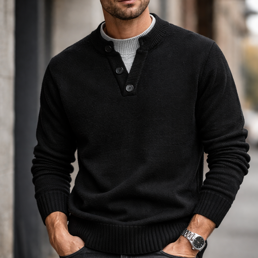 Versatile men's V-neck long sleeve pullover sweater for easy layering and relaxed casual or modern outfits.