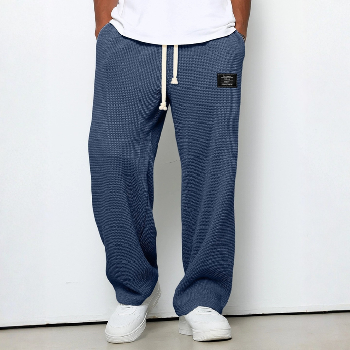 Men's soft waffle knit trousers, relaxed fit, perfect as comfortable loungewear pants.