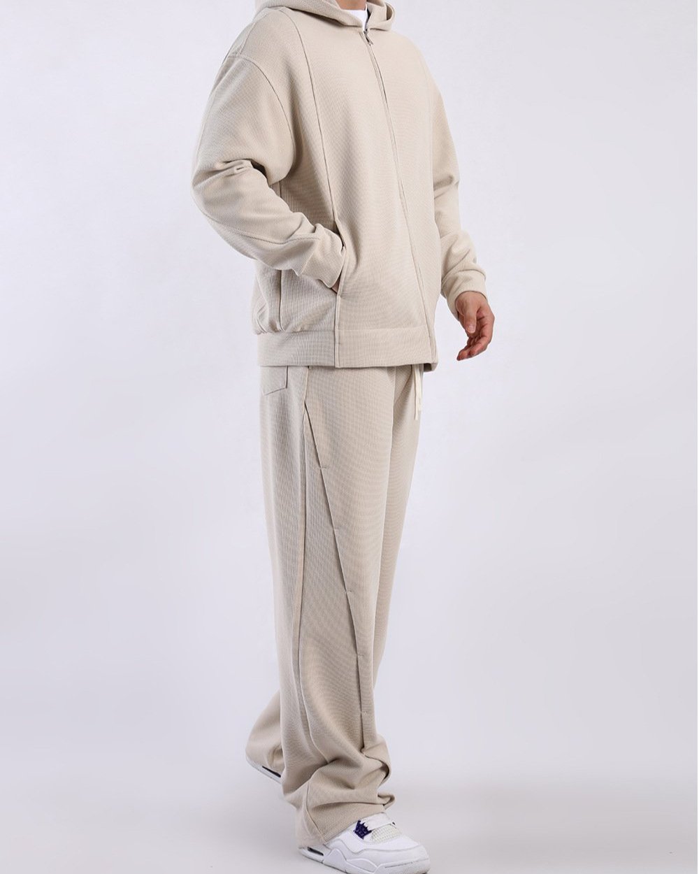 Stylish men's waffle joggers, perfect loungewear, soft textured fabric for everyday comfort.
