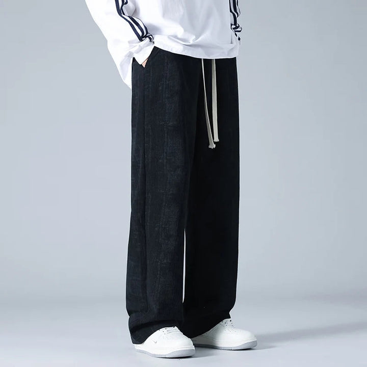 Versatile men's relaxed fit wide-leg jogger pants. Drawstring waist for ultimate comfort & style.