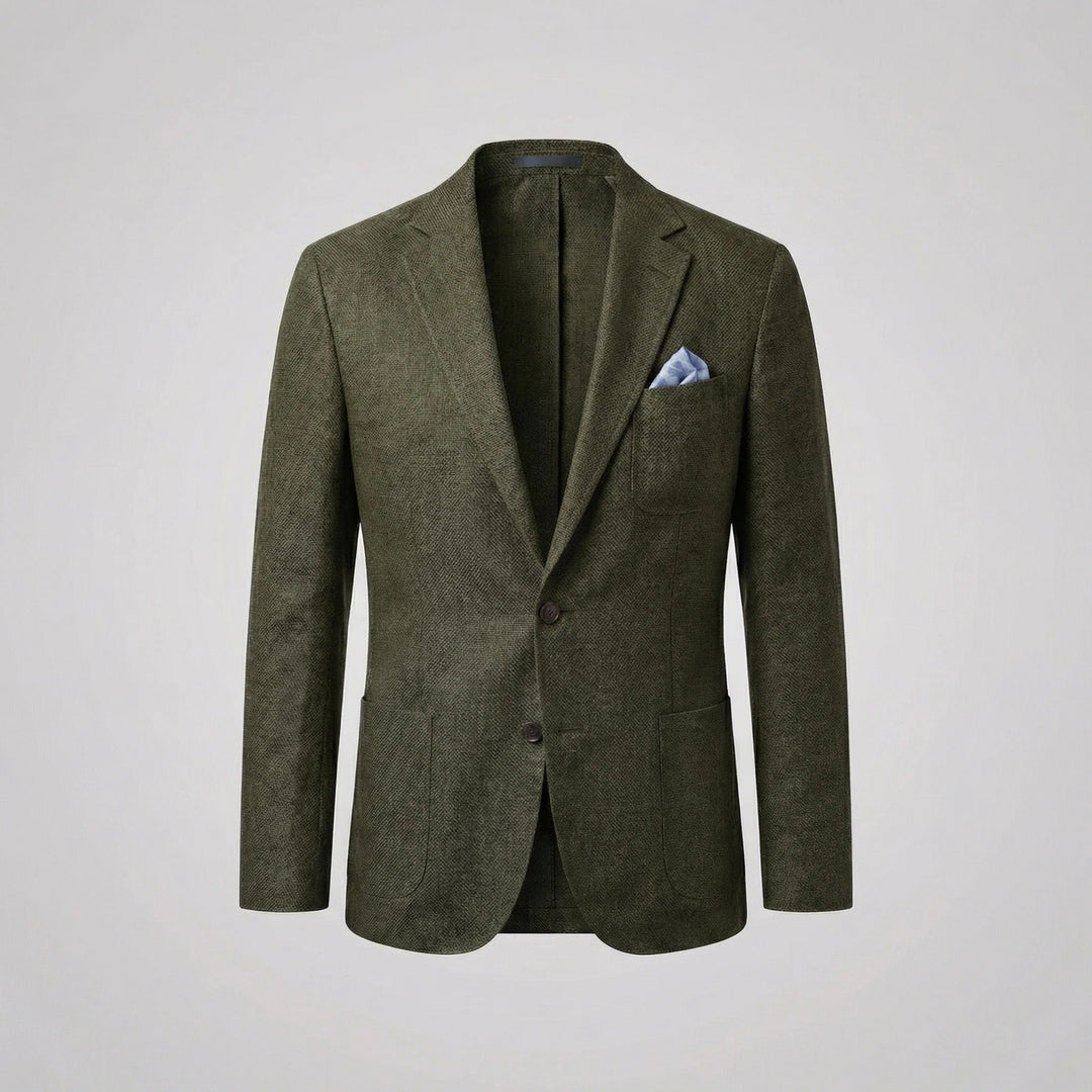 Modern men's relaxed fit lightweight blazer jacket for contemporary casual fashion.