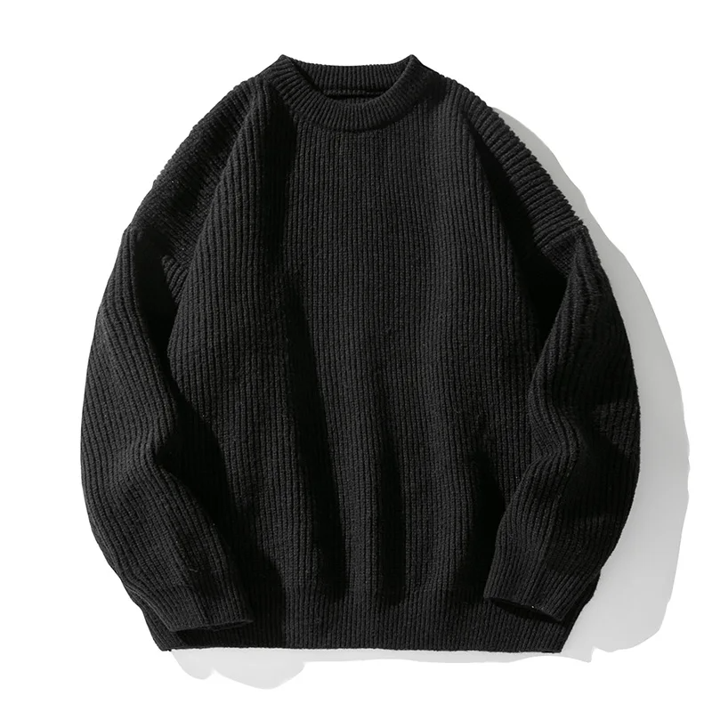 Ribbed knit men's pullover, long sleeve, stylish & comfortable, perfect for casual everyday wear.