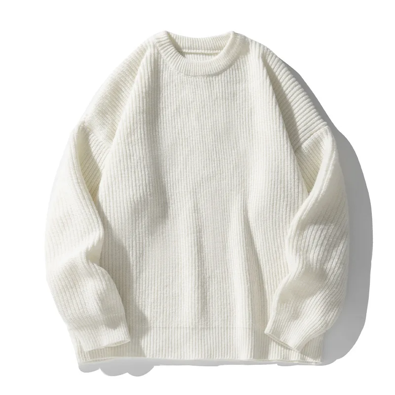 Relaxed fit men's ribbed pullover, long sleeve, excellent for layering and cool weather casual style.