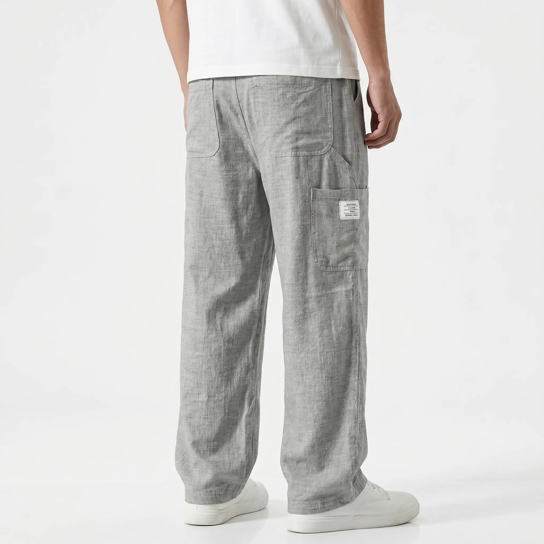 Loose fit men's cargo pants with a straight leg and practical pockets, perfect for versatile streetwear style.