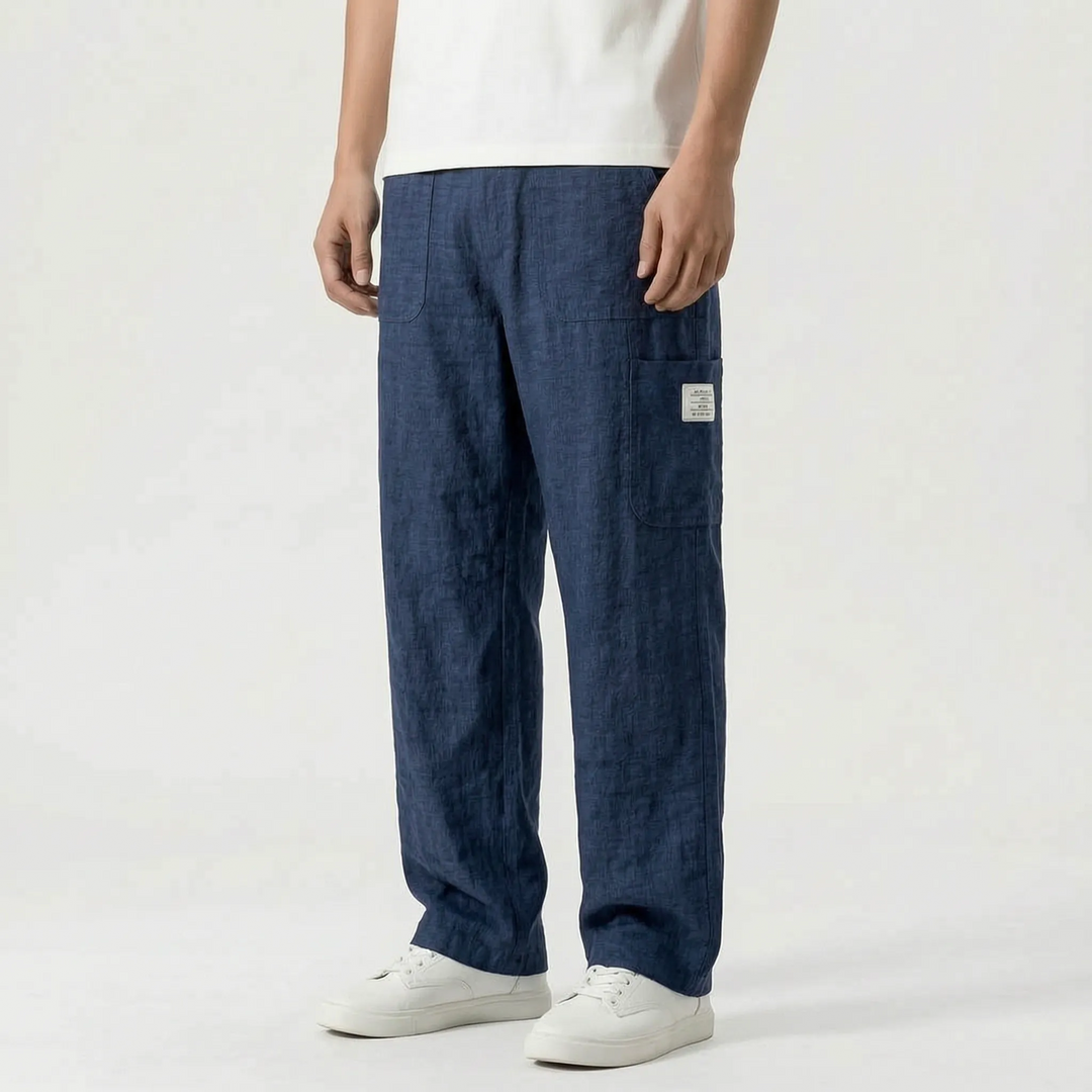 Effortlessly comfortable men's relaxed fit pants, a straight-leg design for everyday casual wear.