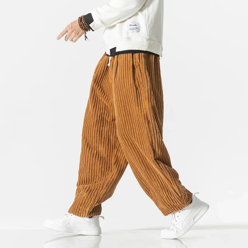 Stylish men's relaxed fit wide-leg joggers; breathable, comfortable pants for modern men.