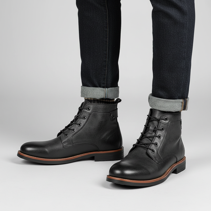 Durable men's leather ankle boots, retro footwear, perfect for everyday comfort