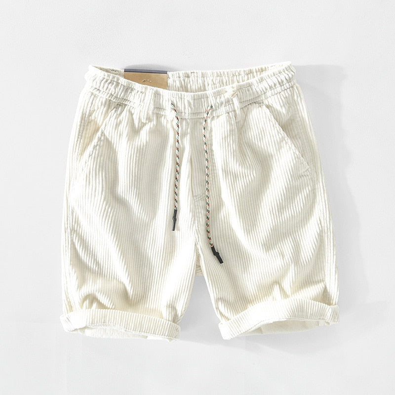 Stylish men's corduroy comfort shorts, perfect retro bottoms for summer. 