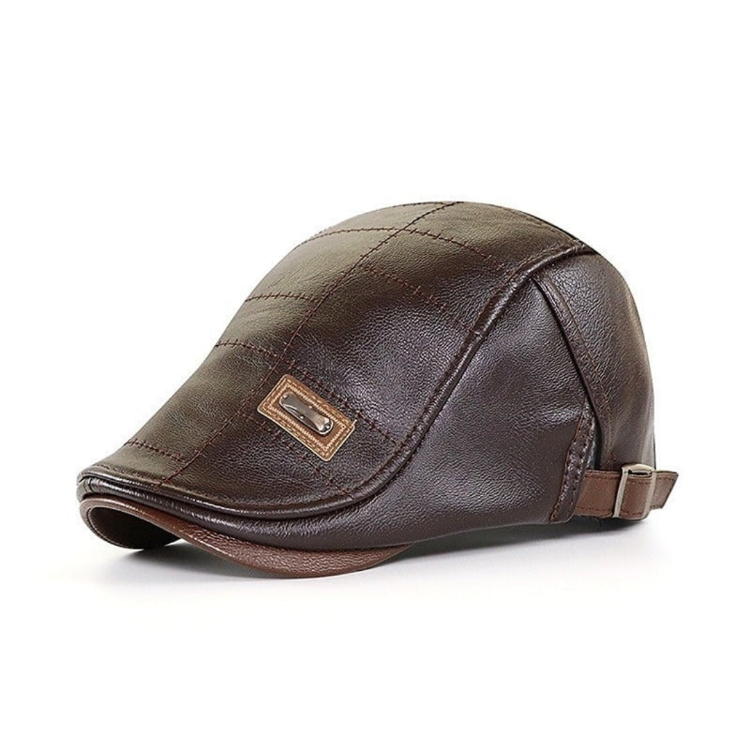 Fashionable men's leather beret hat, a stylish retro accessory. Perfect for autumn & spring.