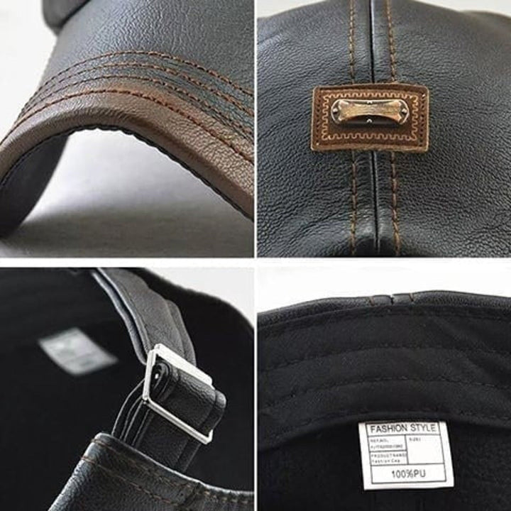 Dapper brown leather beret hat for men, showcasing a retro & vintage cap style.