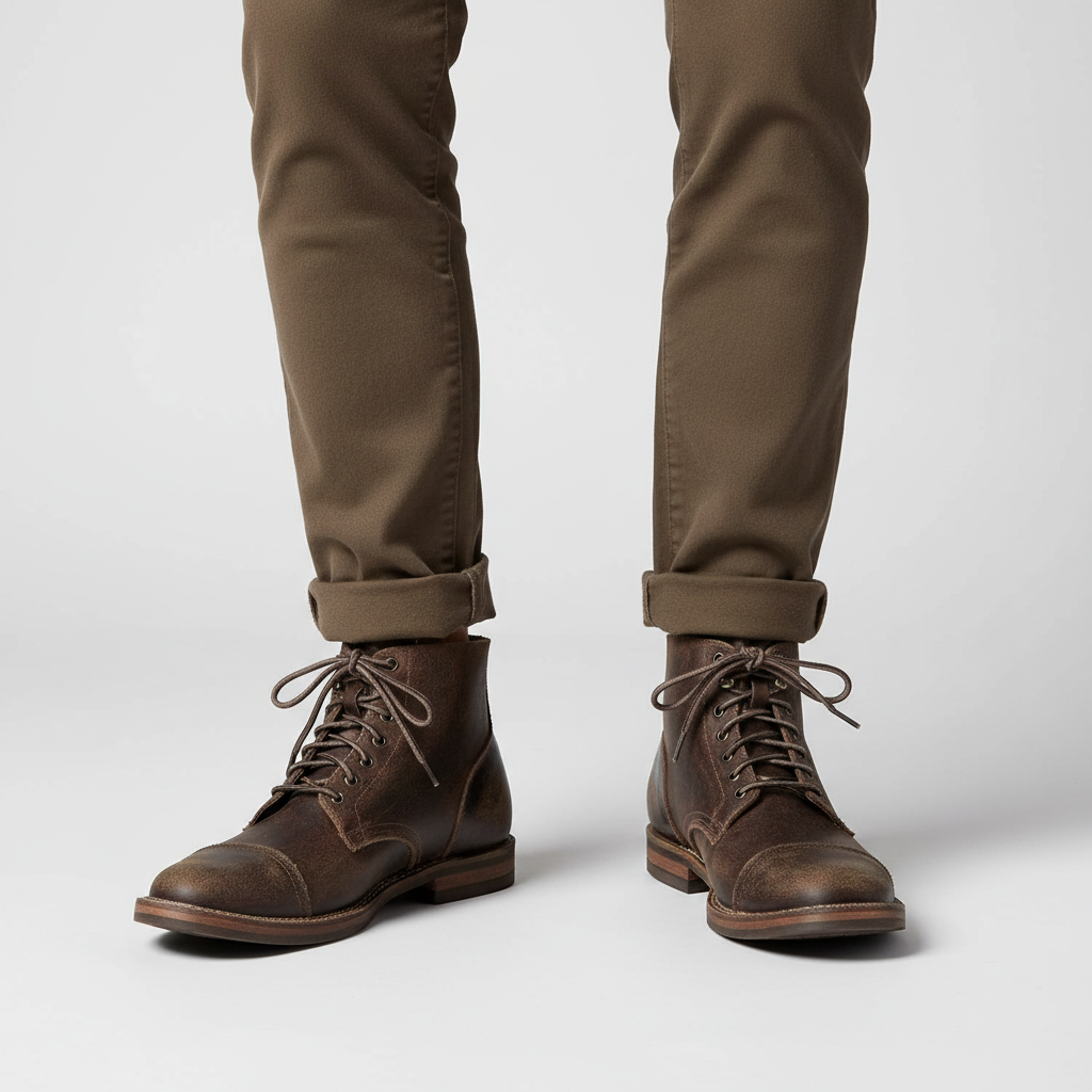 Waterproof men's retro leather boots, durable and anti-slip, great for cold weather