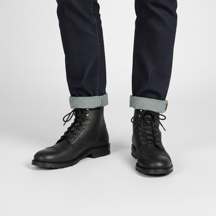 Casual men's retro leather boots, Leonard style, waterproof with a robust anti-slip sole