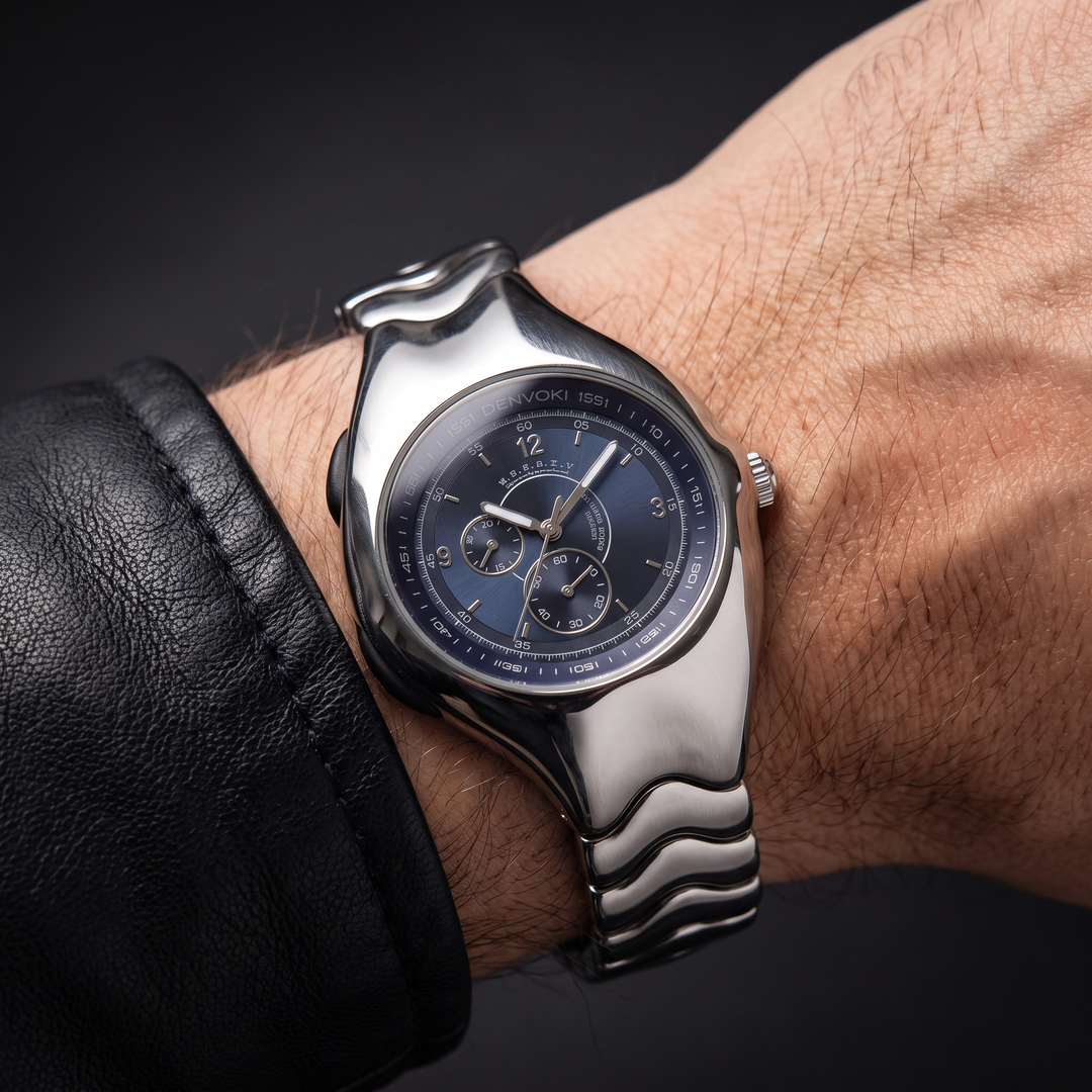 Stylish men's oval face watch with precise quartz movement and retro design.