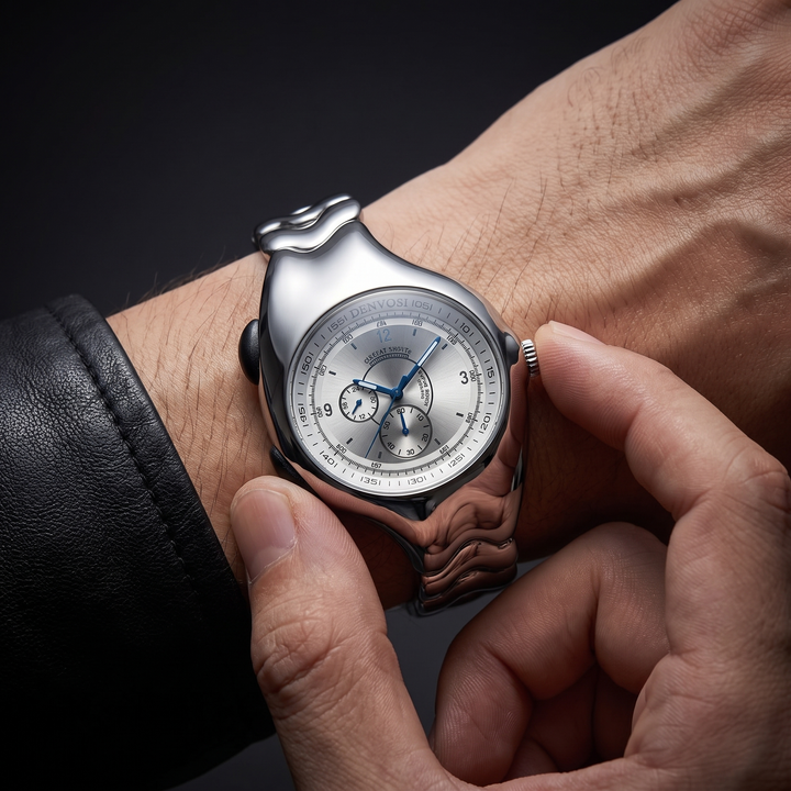Classic men's fashion watch, oval face design, quartz movement, and vintage charm.
