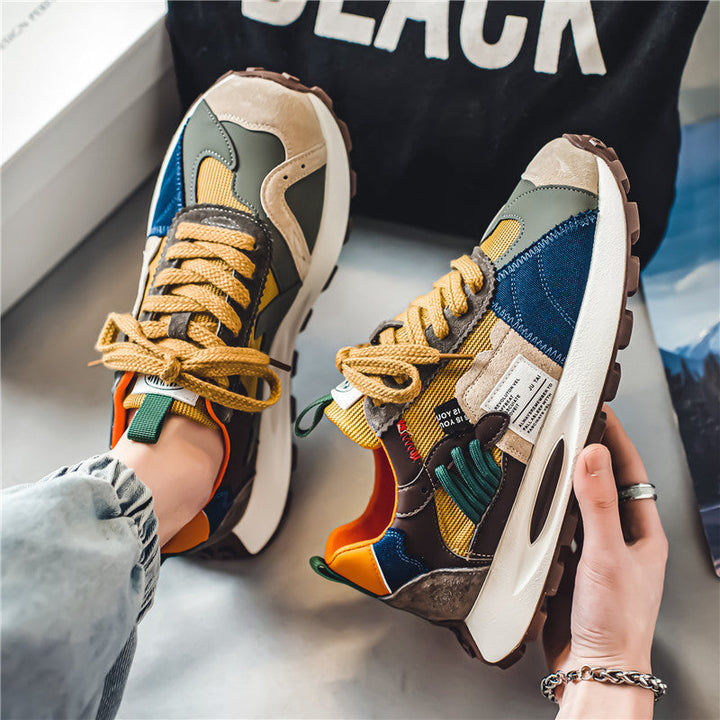 Dynamic multi-color Y2K men's retro skate sneakers, bold streetwear design & comfortable fit for daily wear.