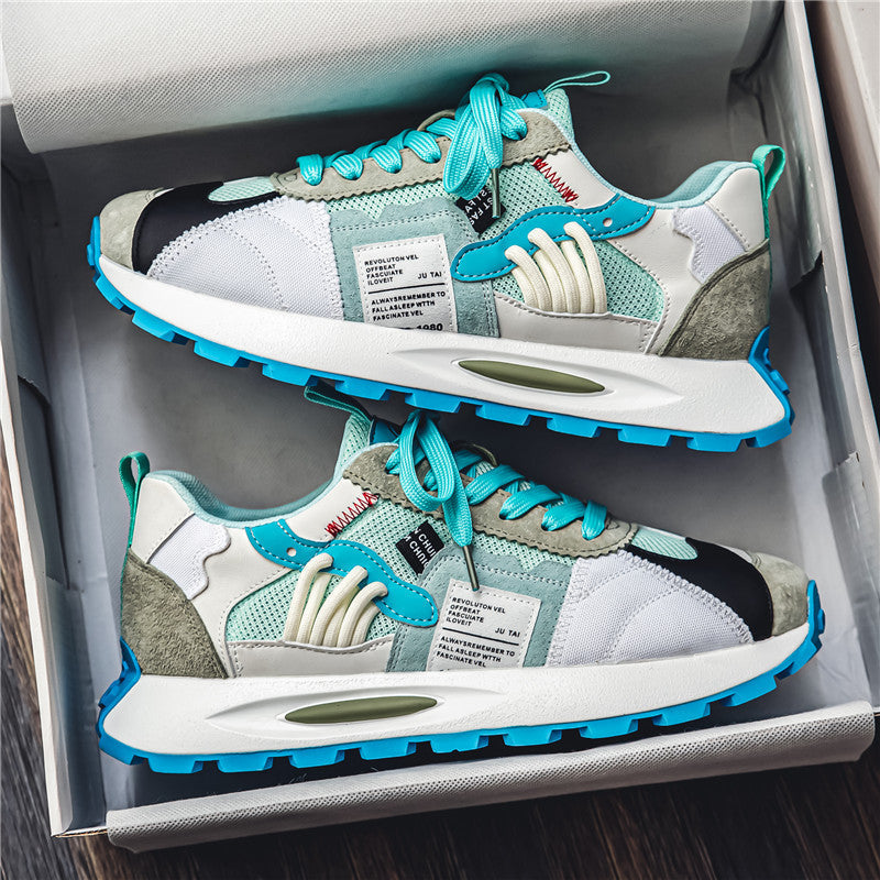 Mens retro skate sneakers, Y2K fashion for urban streetwear, comfortable & bold multi-color design shoes.