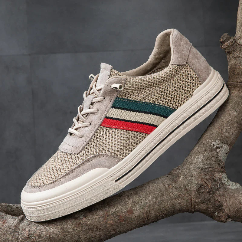 Men's retro sporty casual sneakers in brown & blue, perfect for all-day comfort & everyday style.